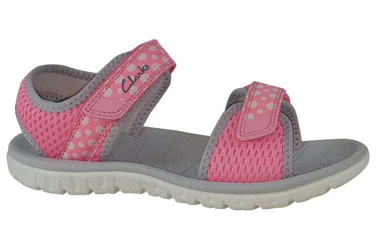 Clarks Surfing Tide K Pink Combi Girls Sandals