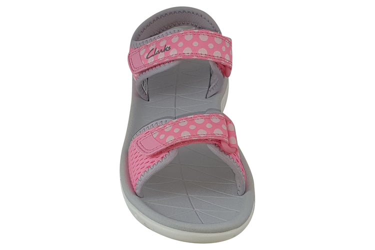 Clarks Surfing Tide K Pink Combi Girls Sandals