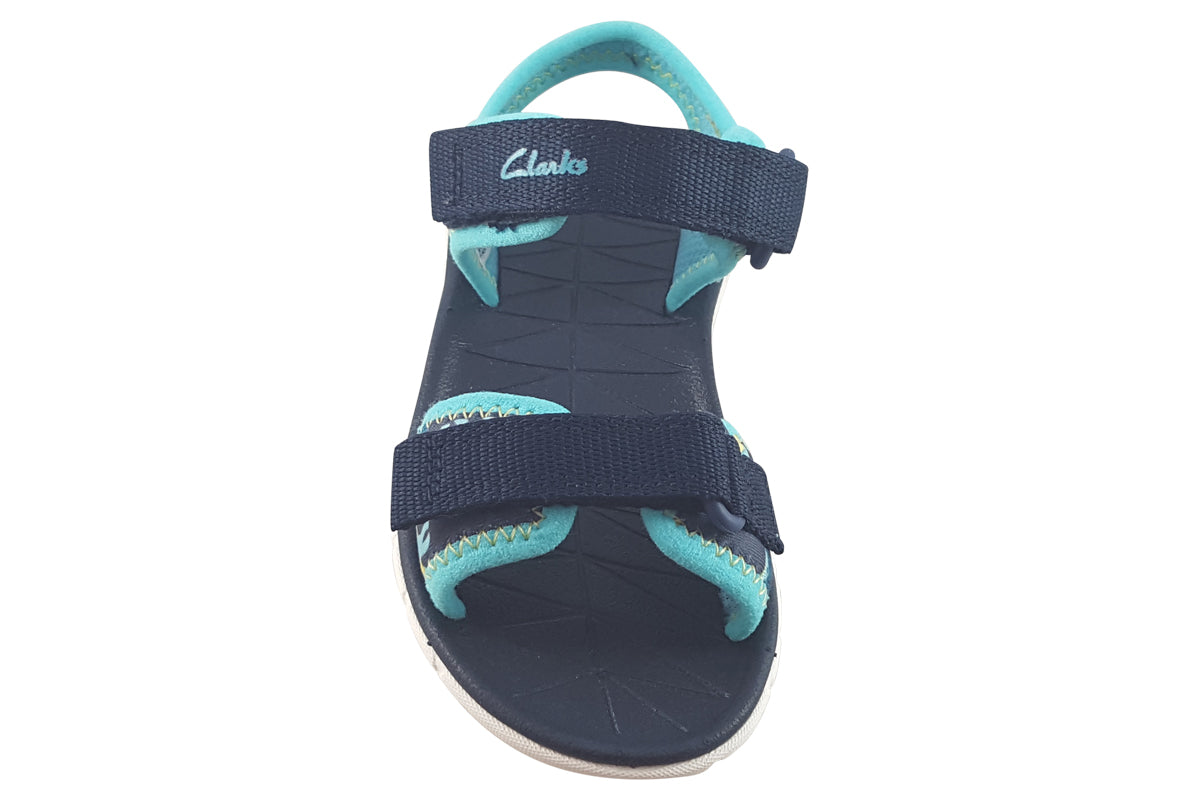 clarks surfing tide t navy g boys sandals top
