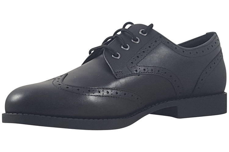 Clarks Tapa Pure Y. Black Leather Girls School Shoes