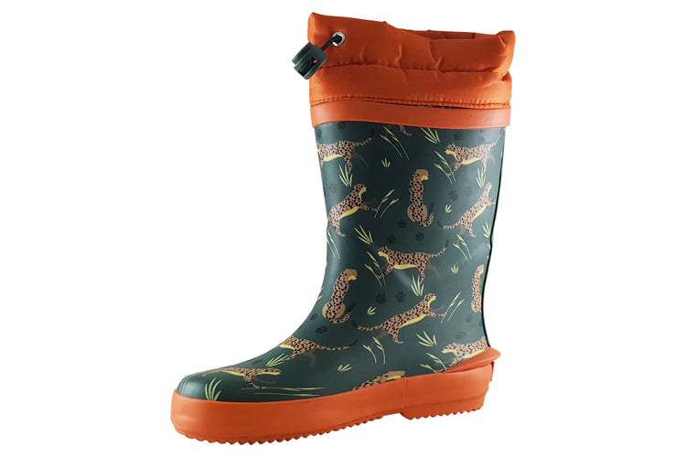Clarks Tarri Race K Girls Wellingtons Khaki Print