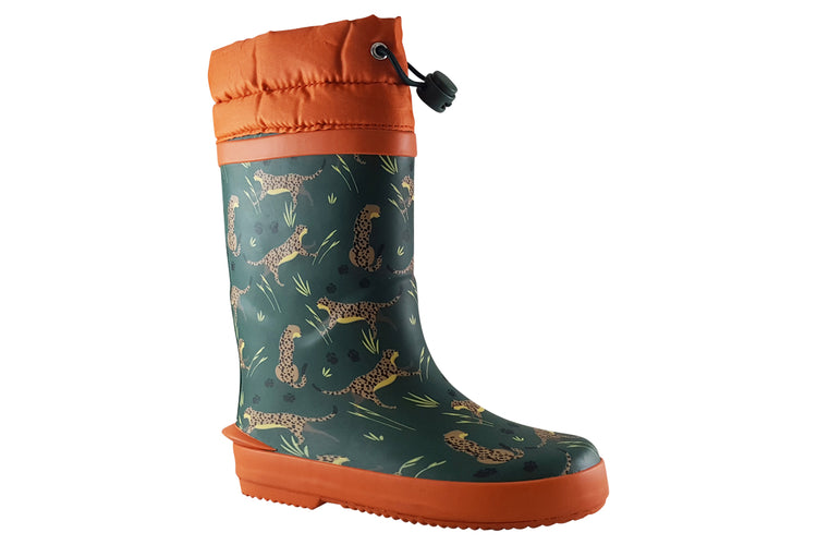 Clarks Tarri Race K Girls Wellingtons Khaki Print