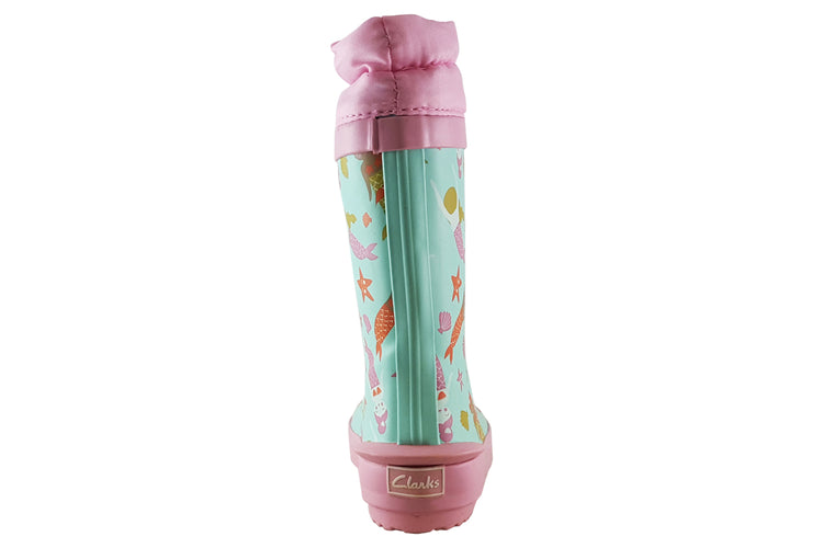 Clarks Tarri Race T Blue Print Girls Wellingtons