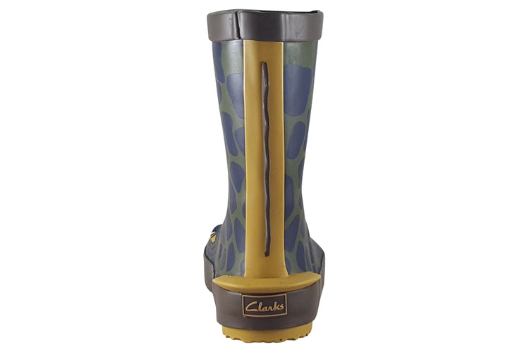 Clarks Tarri Run T Boys Wellingtons Khaki