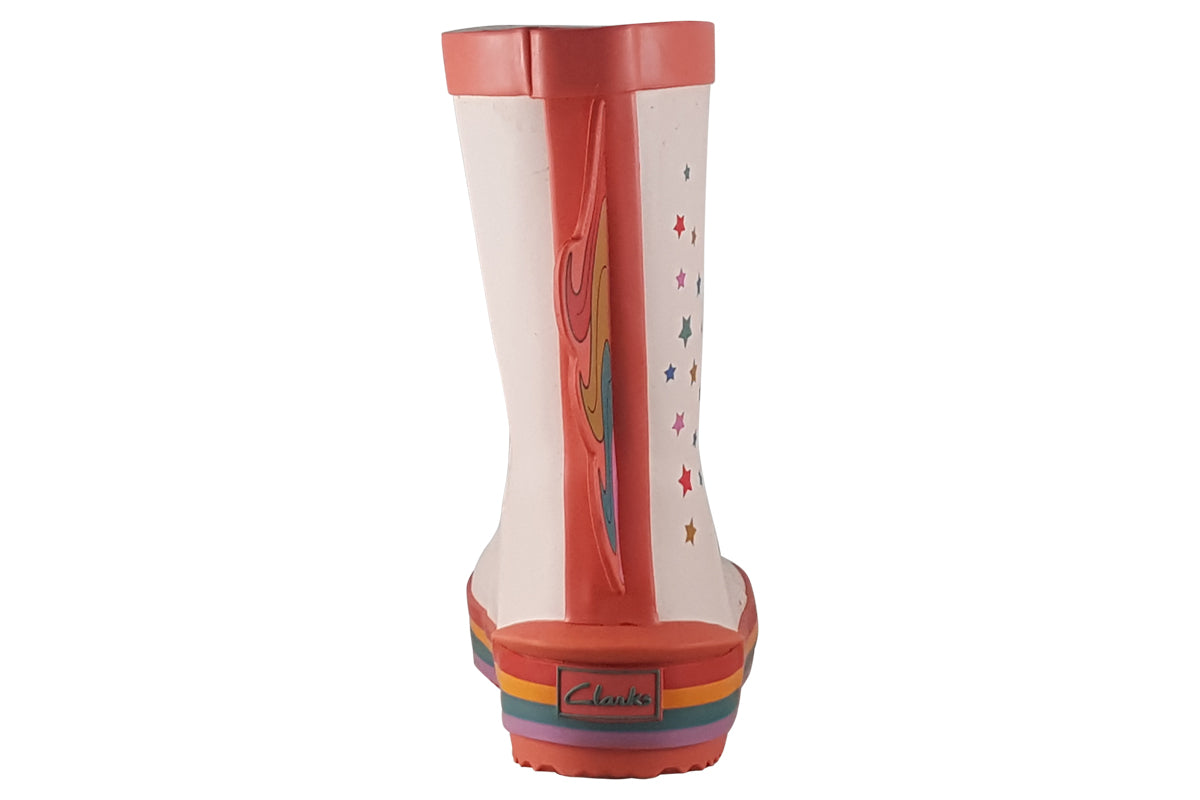 clarks tarri run t pink combi girls wellies back
