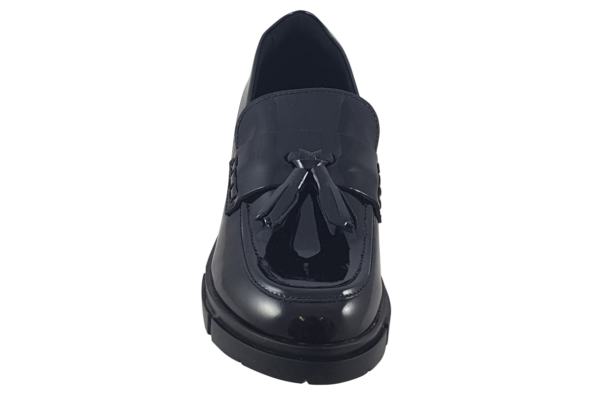 clarks teala loafer black patent womens shoes top