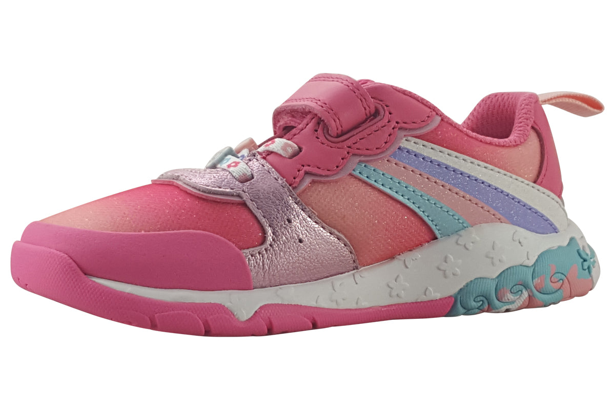 clarks tidal star k bright pink comb girls shoes left
