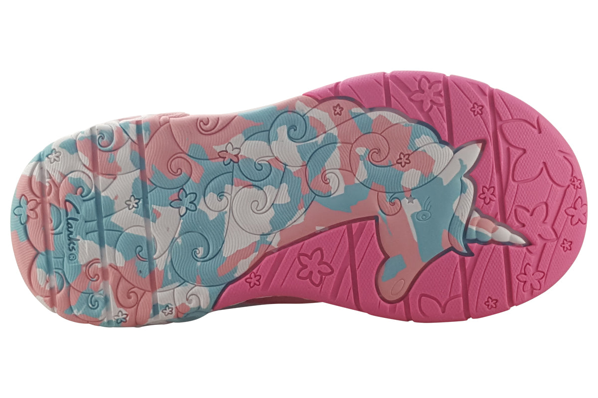 clarks tidal star k bright pink comb girls shoes sole