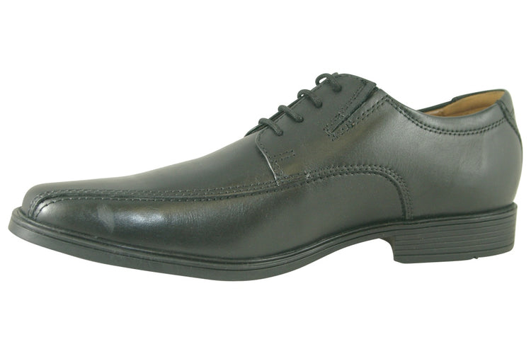 Clarks Tilden Walk Black Leather Mens Shoes