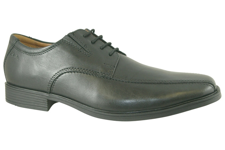 Clarks Tilden Walk Black Leather Mens Shoes