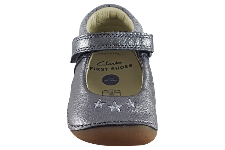 Clarks Tiny Cosmo T. Gun Metal Girls First Shoes