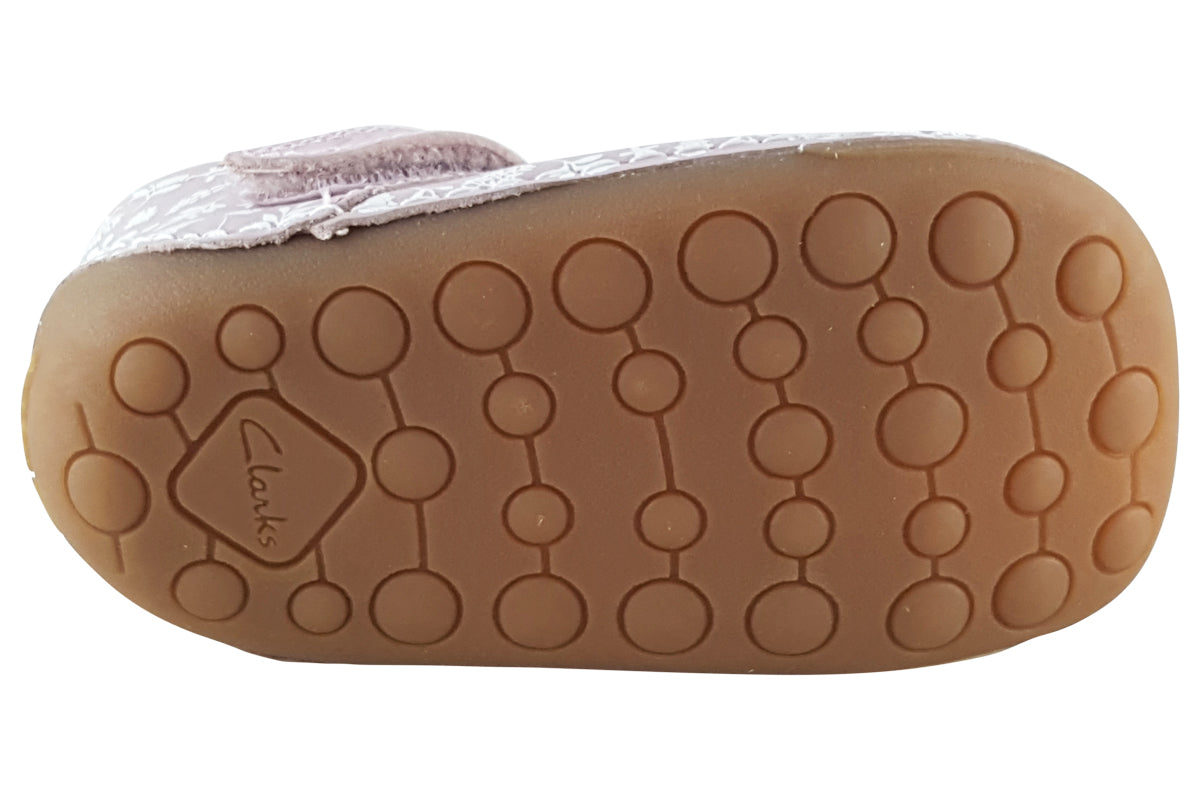 clarks tiny flora t pink girls first shoes sole