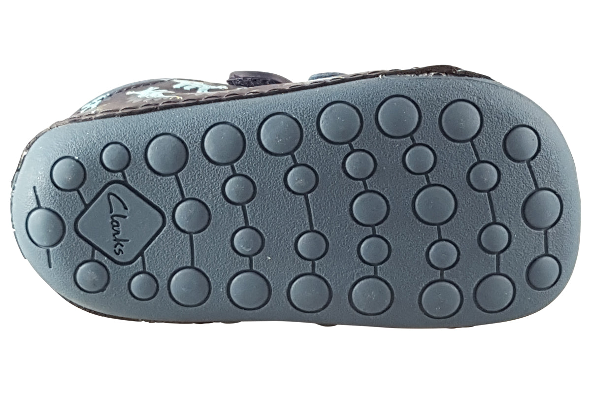 clarks-tiny-stomp-t-navy-print-boys-first-shoes-sole