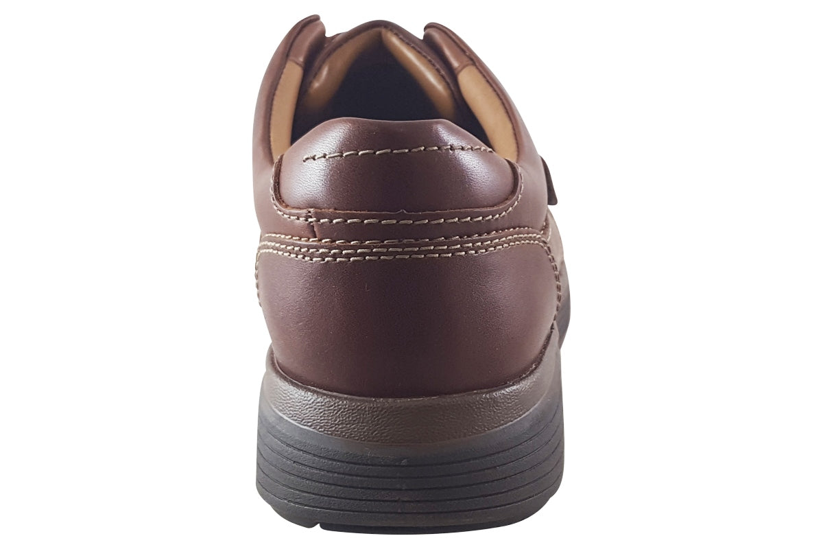 clarks un abode strap dark tan mens shoes back