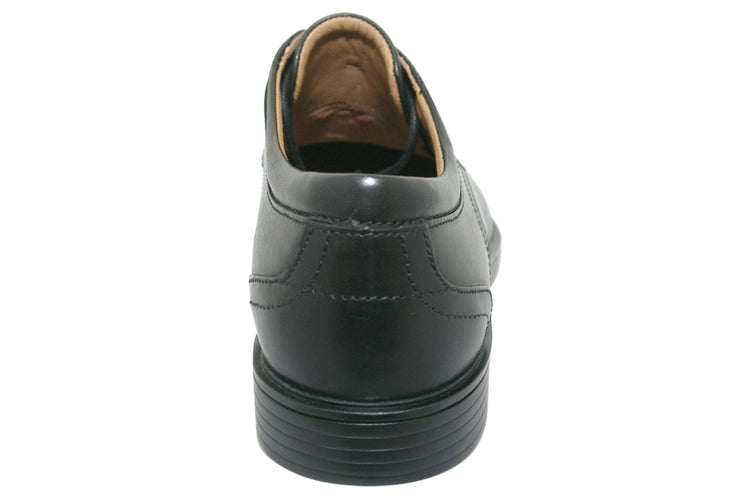 Clarks Un Aldric Park Black Leather Mens Shoes