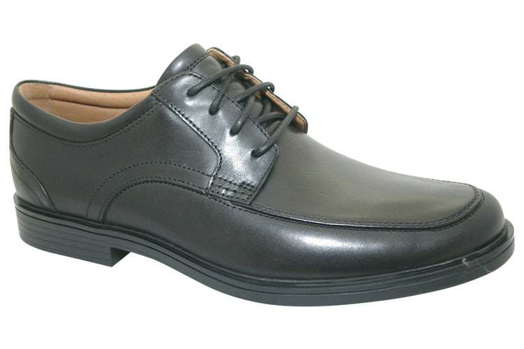 Clarks Un Aldric Park Black Leather Mens Shoes