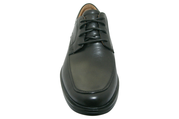 Clarks Un Aldric Park Black Leather Mens Shoes