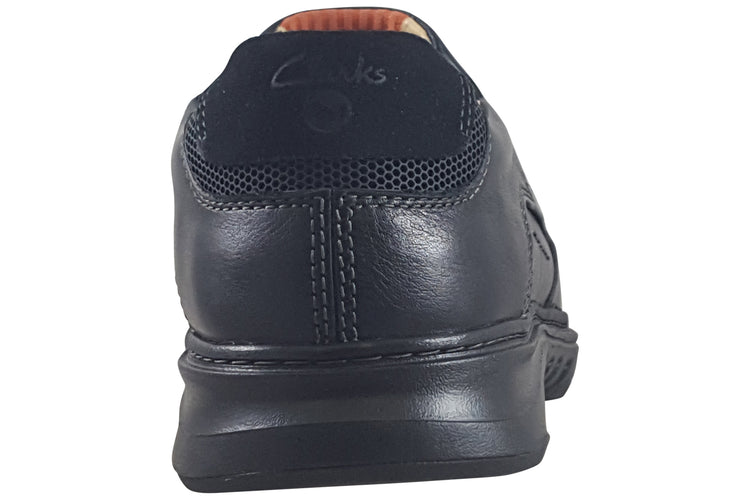 Clarks Un Briley Step Black Leather Mens Shoes
