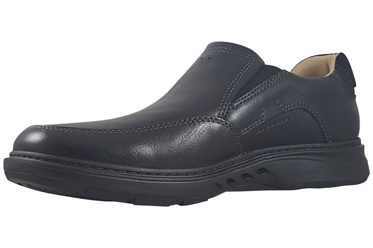 Clarks Un Briley Step Black Leather Mens Shoes