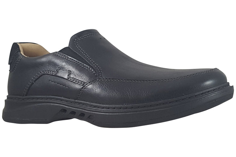 Clarks Un Briley Step Black Leather Mens Shoes