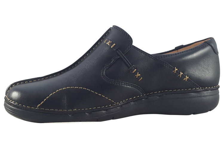 Clarks Un Loop Black Leather Womens Shoes