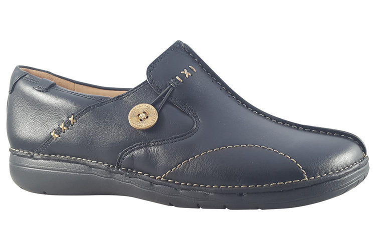 Clarks Un Loop Black Leather Womens Shoes