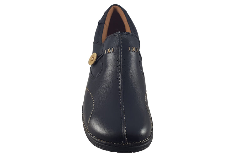 Clarks Un Loop Black Leather Womens Shoes