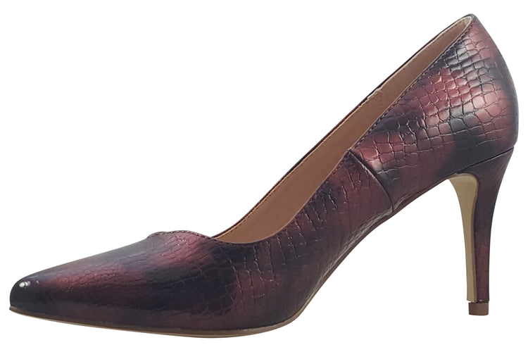 Cocco Ritz Davina 1019 Burgundy Snake Womens Shoes