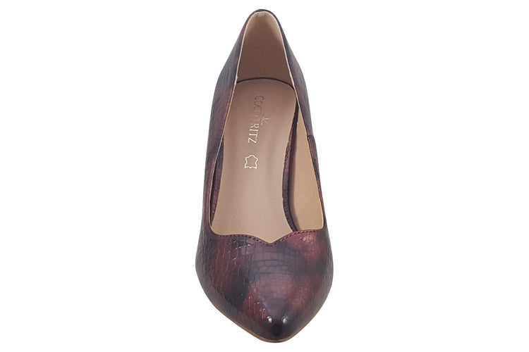 Cocco Ritz Davina 1019 Burgundy Snake Womens Shoes