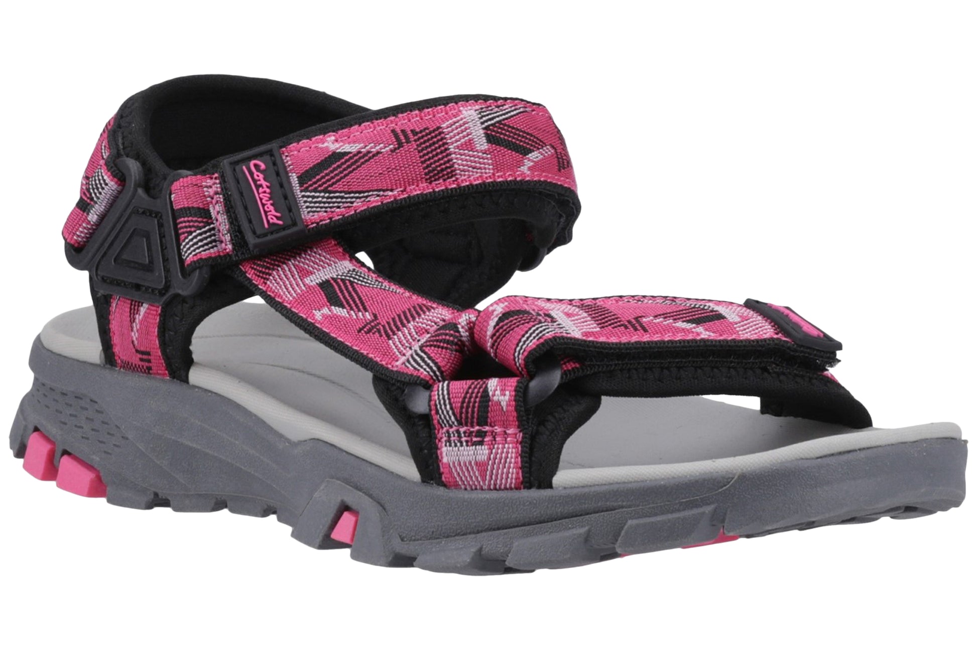 cotswold-stanton-sandal-ladies-summer-black-fuchsia-front