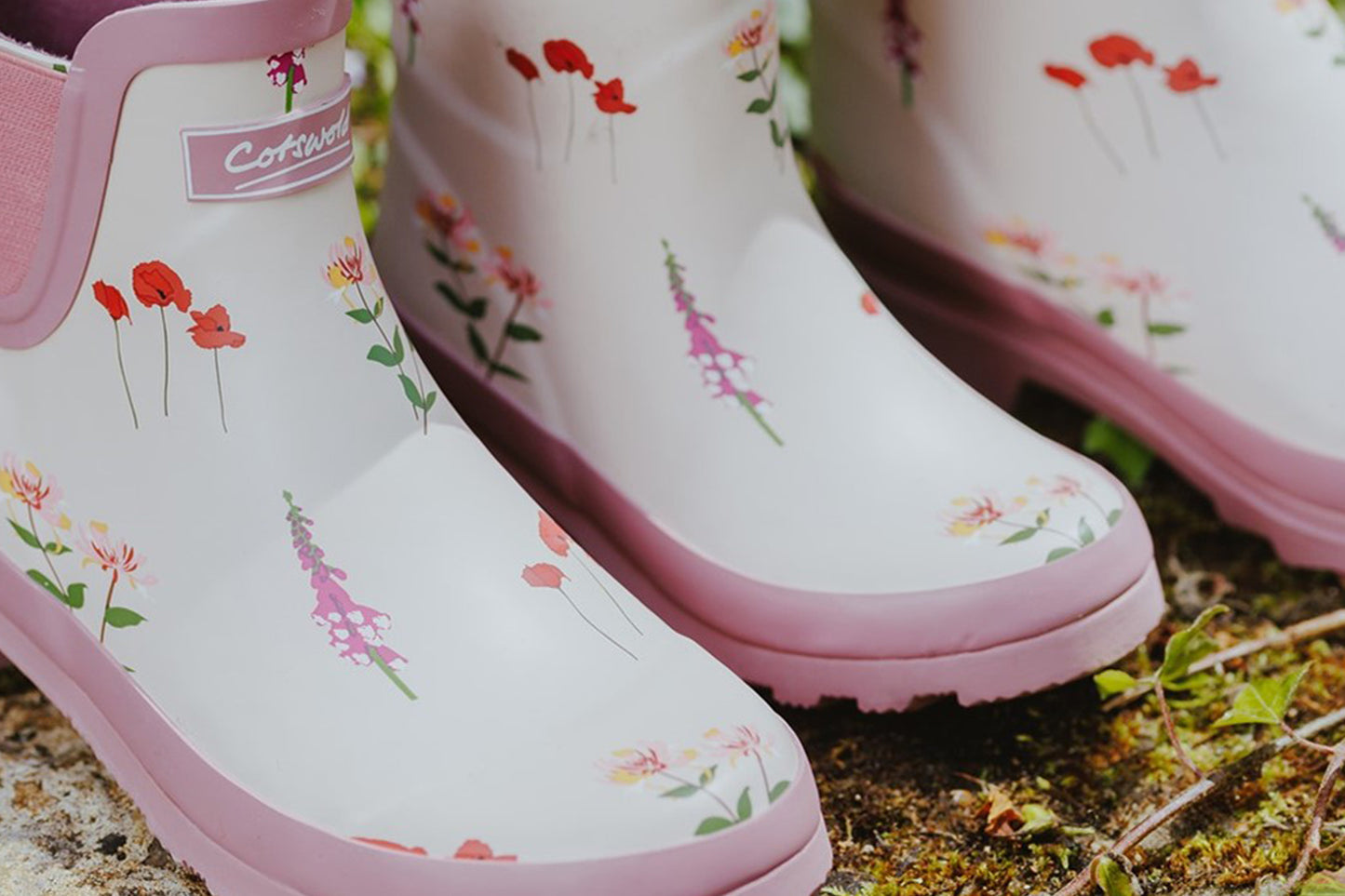 Cotswold Wildflower Ankle Pink Womens Wellingtons