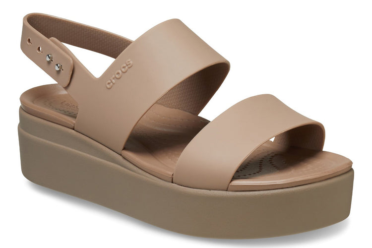 Crocs Brooklyn Low Wedge Latte/Mushroom Womens Sandals
