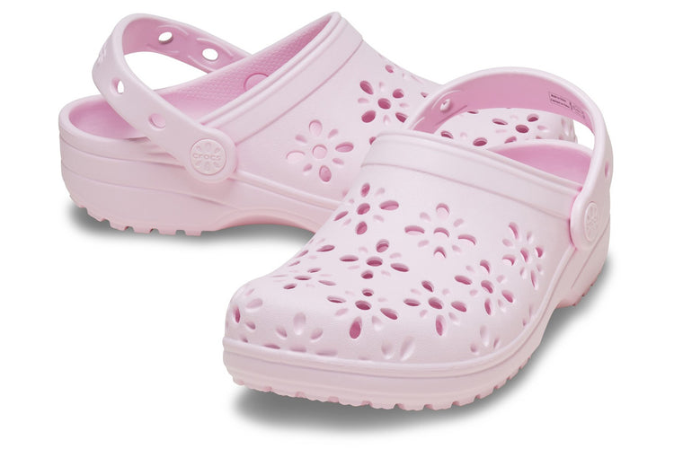 Crocs Classic Floral Cut Out G Pink Milk Girls Sandals
