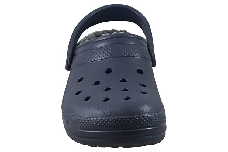 Crocs Cla Fuzz-Lined Clog 203591 Navy/Charcoal Mens Sandals