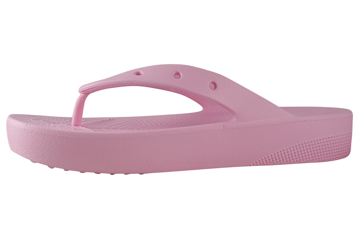 crocs classic pltfrm flip flamingo left