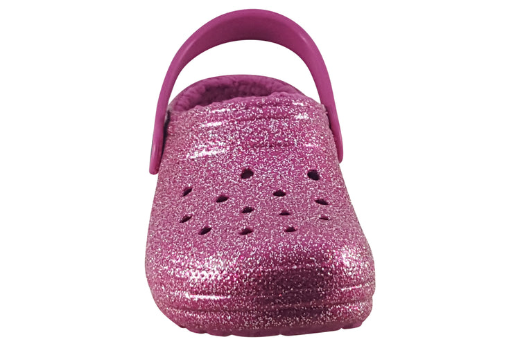Crocs Glitter Lined G 207462 Fuchsia Fun Girls Slippers