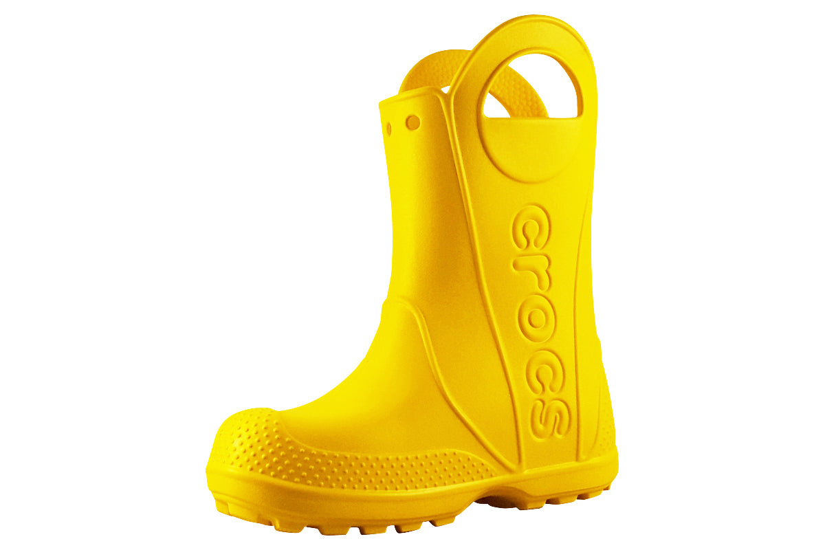 crocs handle it rain boot kids yellow left