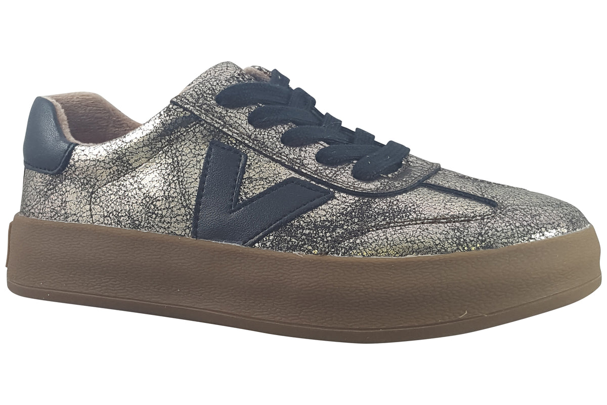 Drilleys Twenty Two Crackle Gold Womens Fashion Trainers