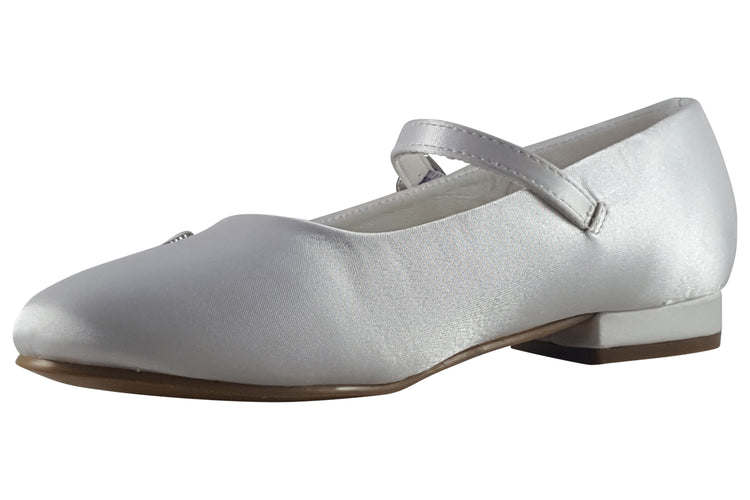 Dubarry Veronica 2748  White Satin Girls Communion Shoes