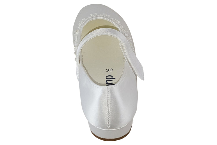 Dubarry Vivienne 2741 White Satin Girls Communion Shoes