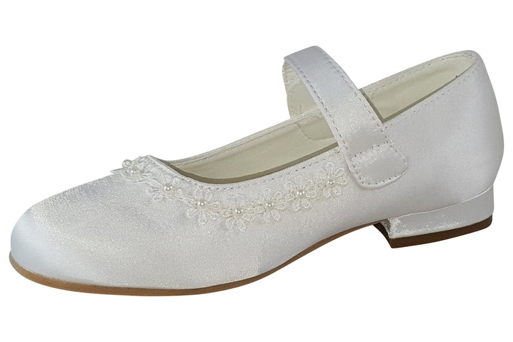 Dubarry Vivienne 2741 White Satin Girls Communion Shoes