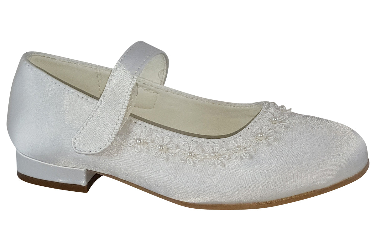 dubarry vivenne 2741 white satin girls holy communion shoes right