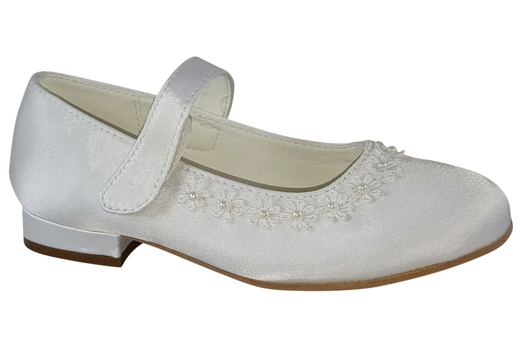 Dubarry Vivienne 2741 White Satin Girls Communion Shoes