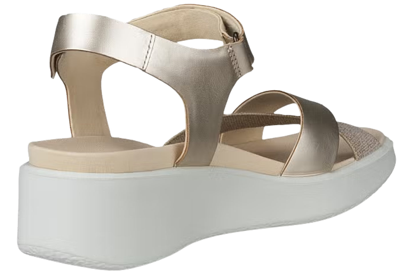 Ecco Flowt Wedge LX W 273323 Pure White Gold Womens Sandals