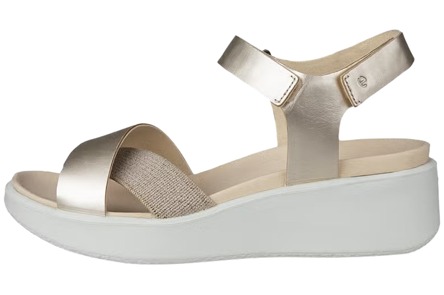 Ecco Flowt Wedge LX W 273323 Pure White Gold Womens Sandals