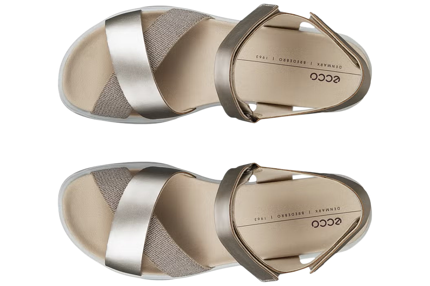 Ecco Flowt Wedge LX W 273323 Pure White Gold Womens Sandals
