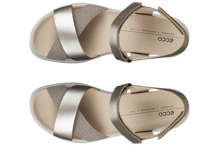 Ecco Flowt Wedge LX W 273323 Pure White Gold Womens Sandals