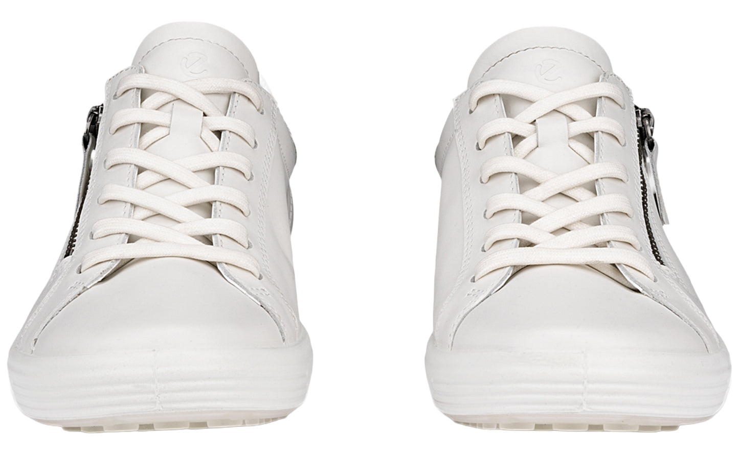 ecco soft vii zip w 490553 white womens fashion trainers front