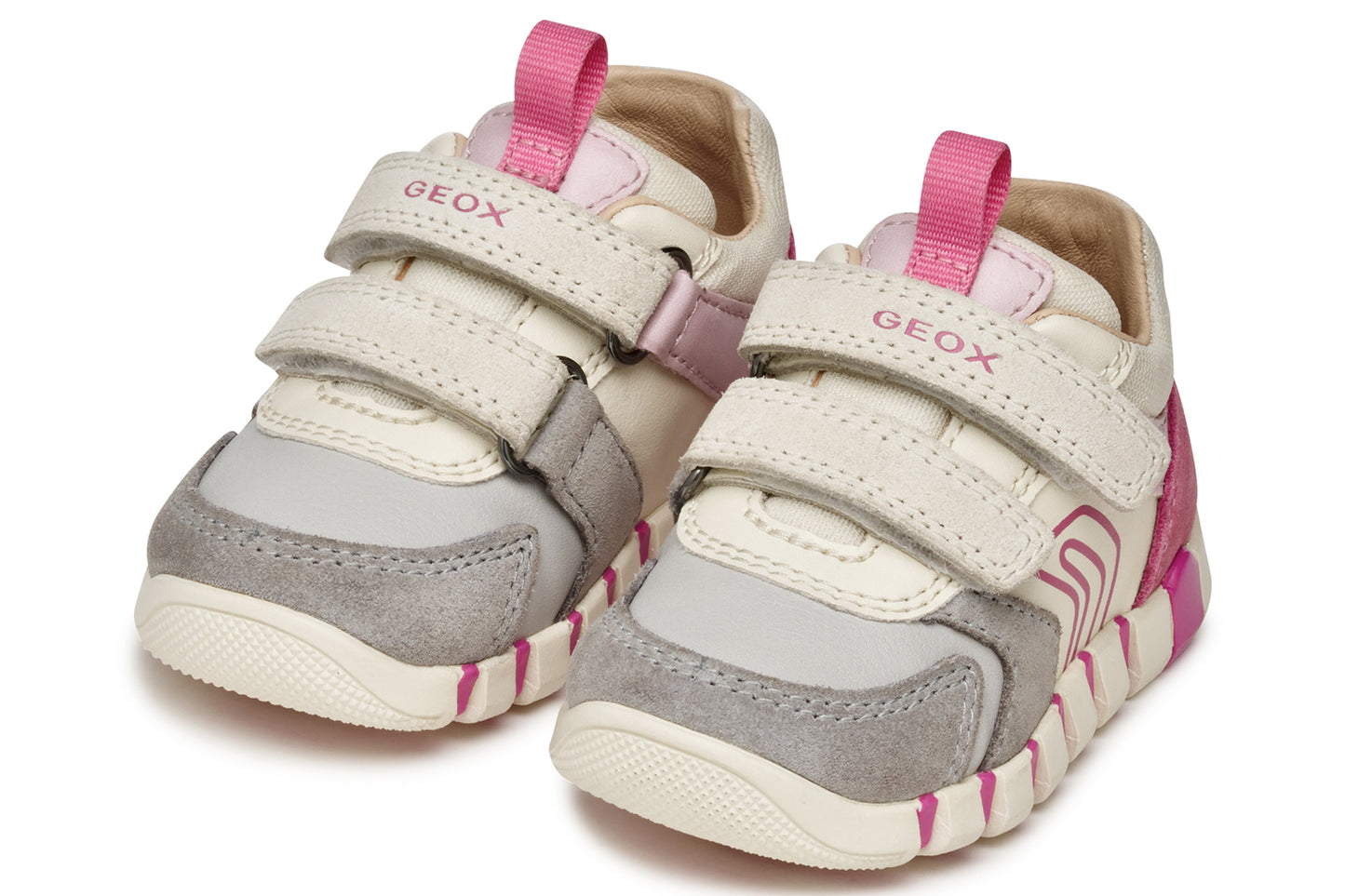 Geox b Iupidoo Girl B3558C Beige/Dark Pink Girls First Shoes