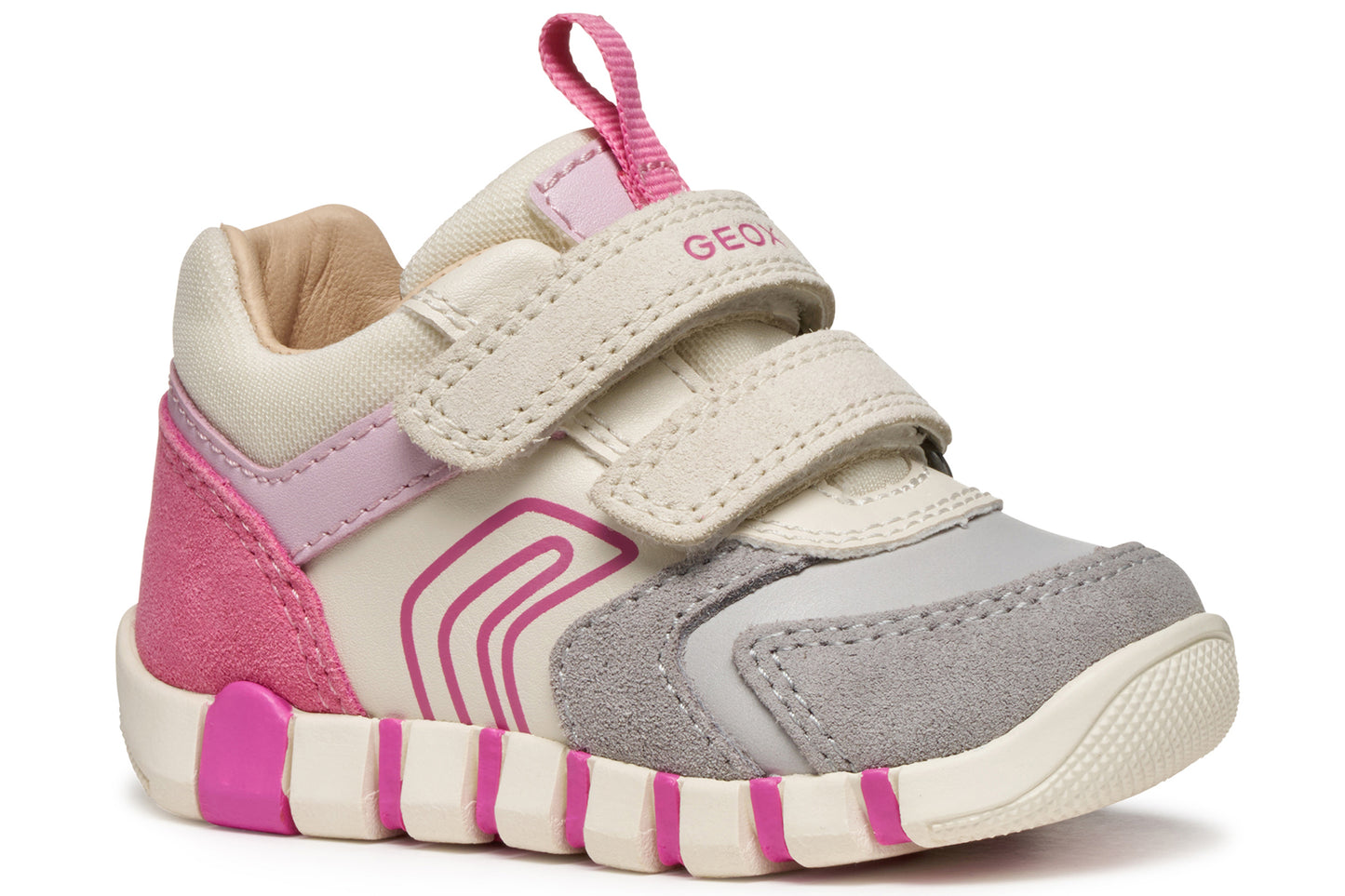 Geox b Iupidoo Girl B3558C Beige/Dark Pink Girls First Shoes